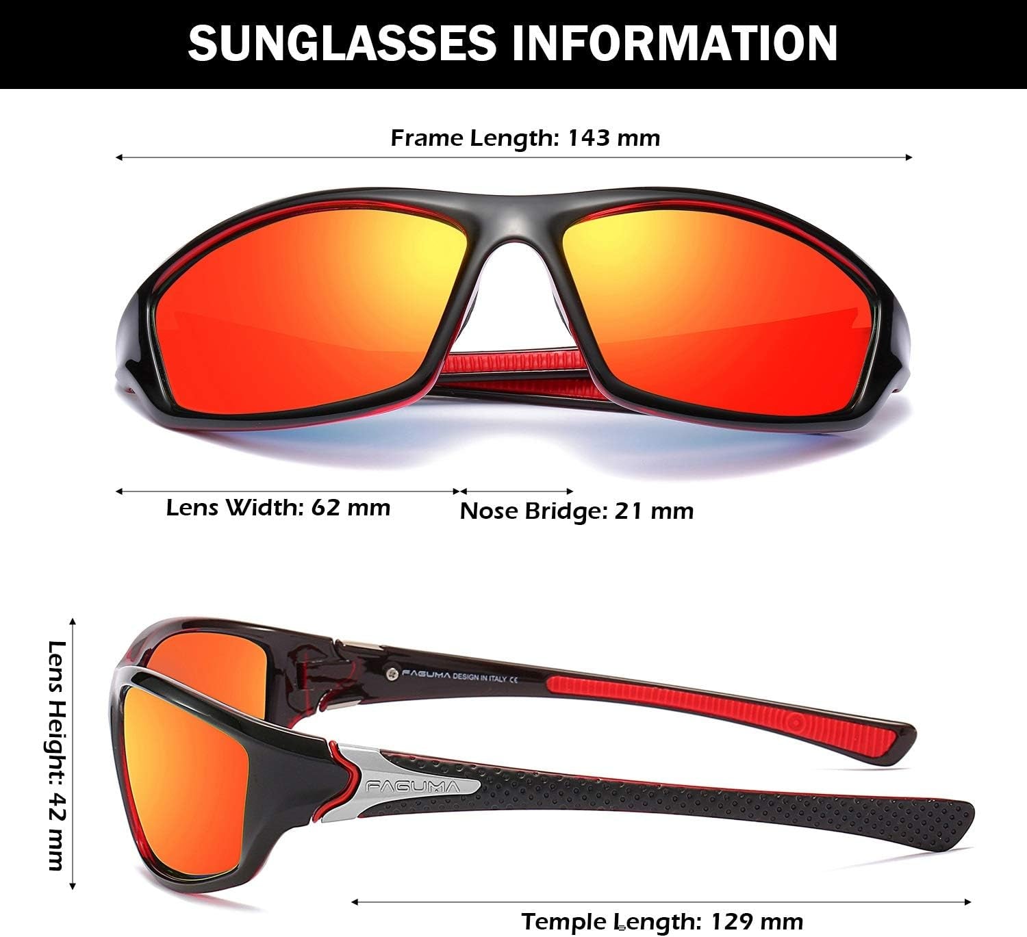 Sports Polarized Sunglasses for Men Cycling Driving Fishing 100% UV Protection