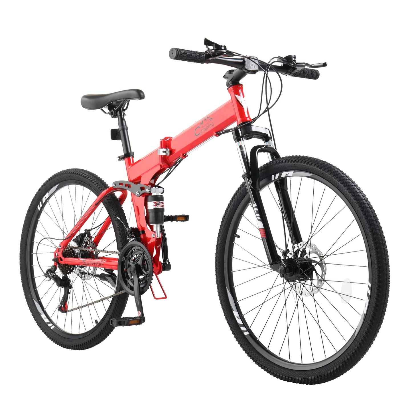 Ubesgoo Folding Mountain Bike Shimano 21-Speed, with 26 Inch Wheels, Red