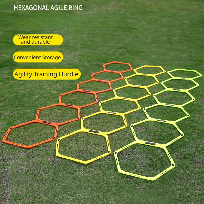 6Pcs Training Rings Agility Football Ring Equipment Folded Hexagon Soccer Footwork Ladder Exercising Multi Supplies Hex Hurdles