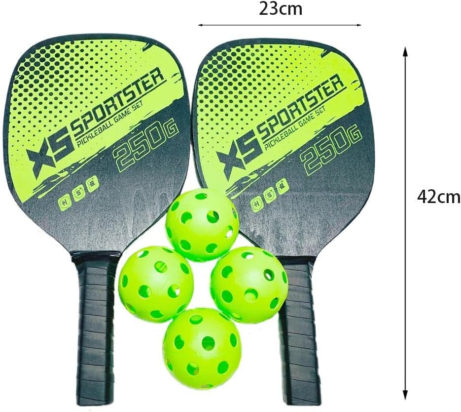 Professional Pickleball Paddles with 2 Rackets 4 Pickleballs Portable Pickleball Racquets with Portable Carry Bag Honeycomb Core Rackets for Adults Kids Indoor and Outdoor