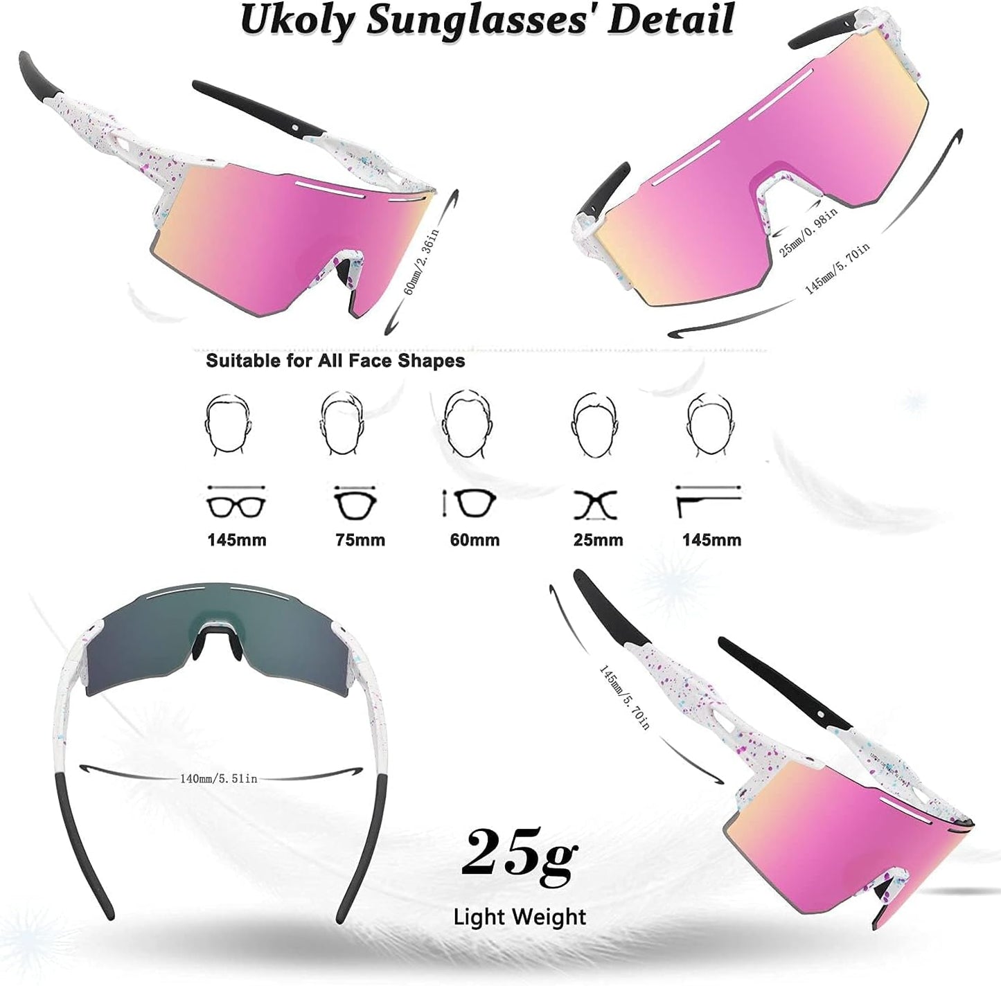 Cycling Sunglasses for Men Women with 3 Interchangeable Lenses, Polarized Sports Sunglasses, Baseball Sunglasses