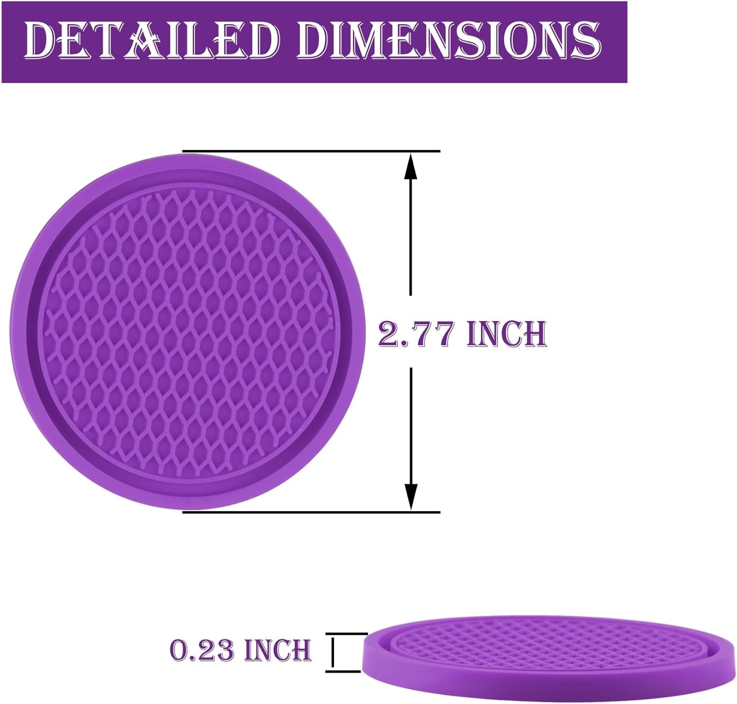 Car Cup Coaster, 4PCS Universal Non-Slip Cup Holders Embedded in Ornaments Coaster, Car Interior Accessories, Purple