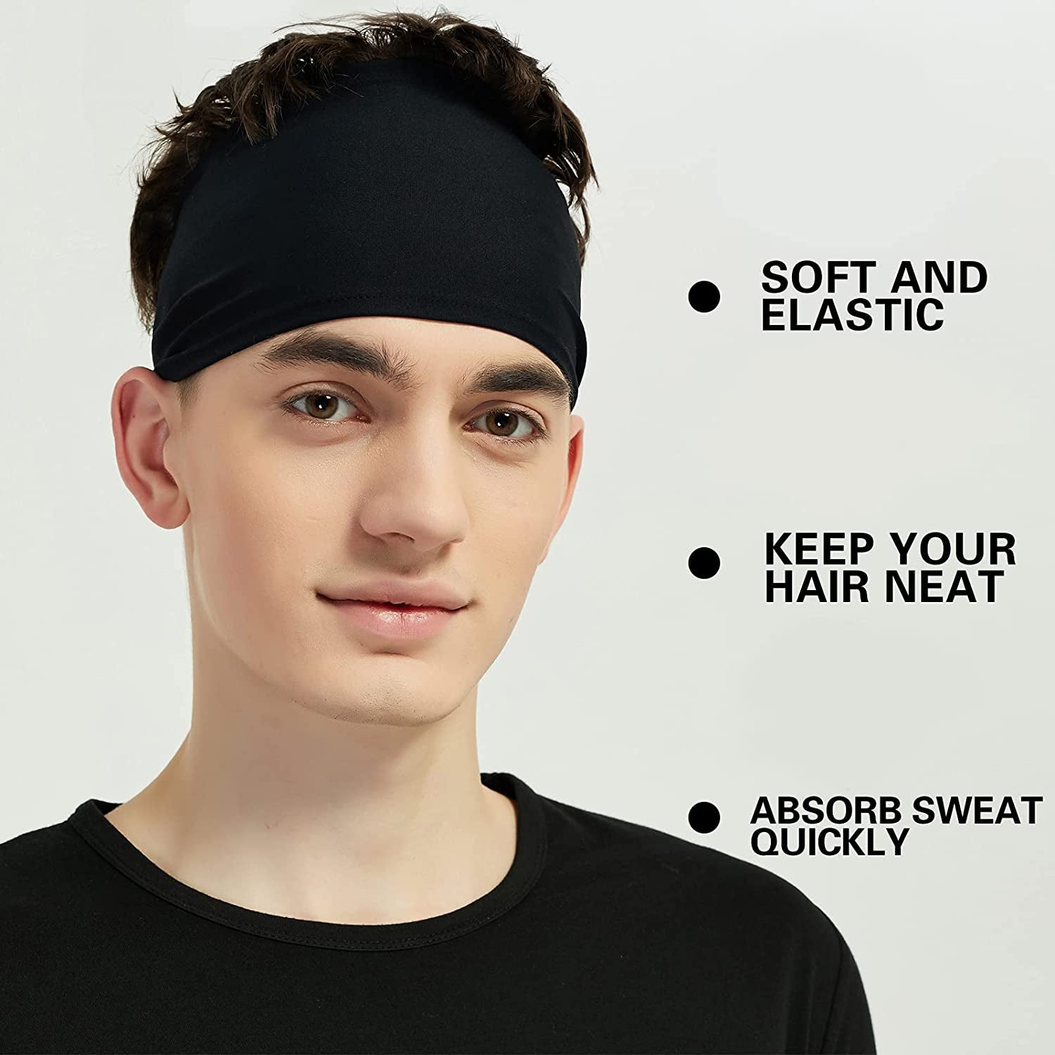 Sports Headbands for Men (5 Pack),Moisture Wicking Workout Headband, Sweatband Headbands for Running,Cycling,Football,Yoga,Hairband for Women and Men