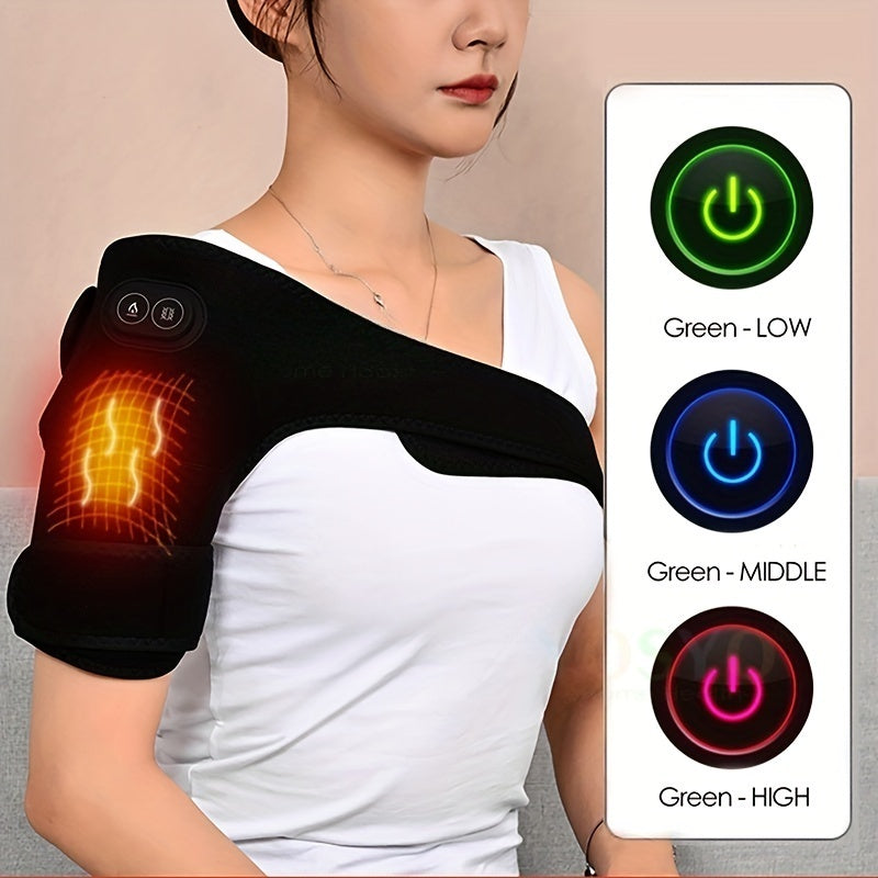 3 in 1 Heating Massage Knee Pad 3 Gear Heating Control USB Rechargeable Vibrating Shoulder Toggle Ankle Protector for Sports Fitness Health Recovery