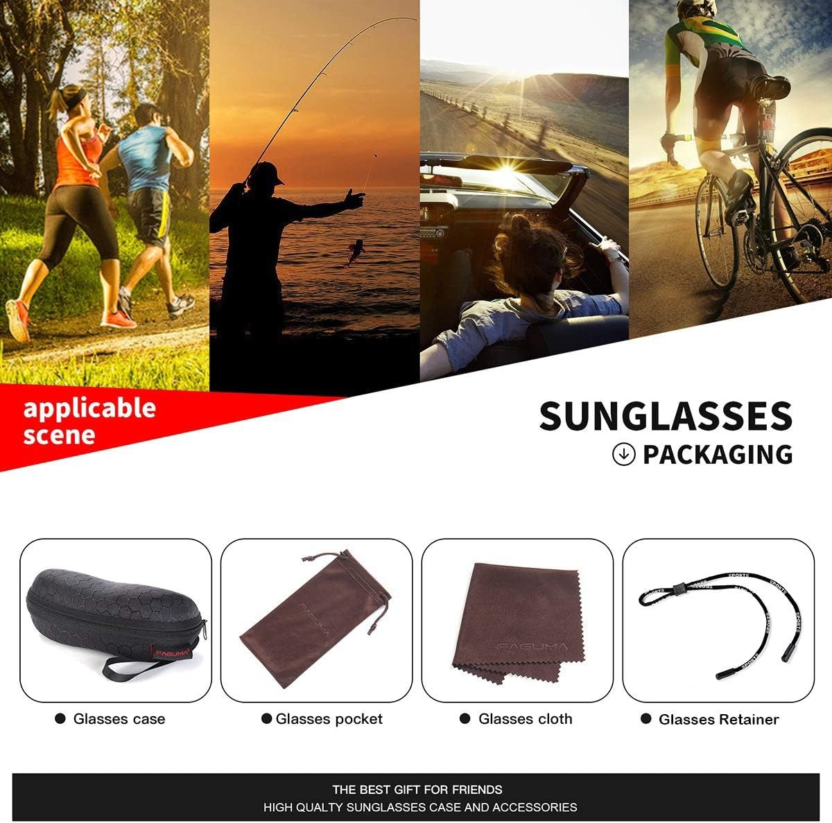 Sports Polarized Sunglasses for Men Cycling Driving Fishing 100% UV Protection