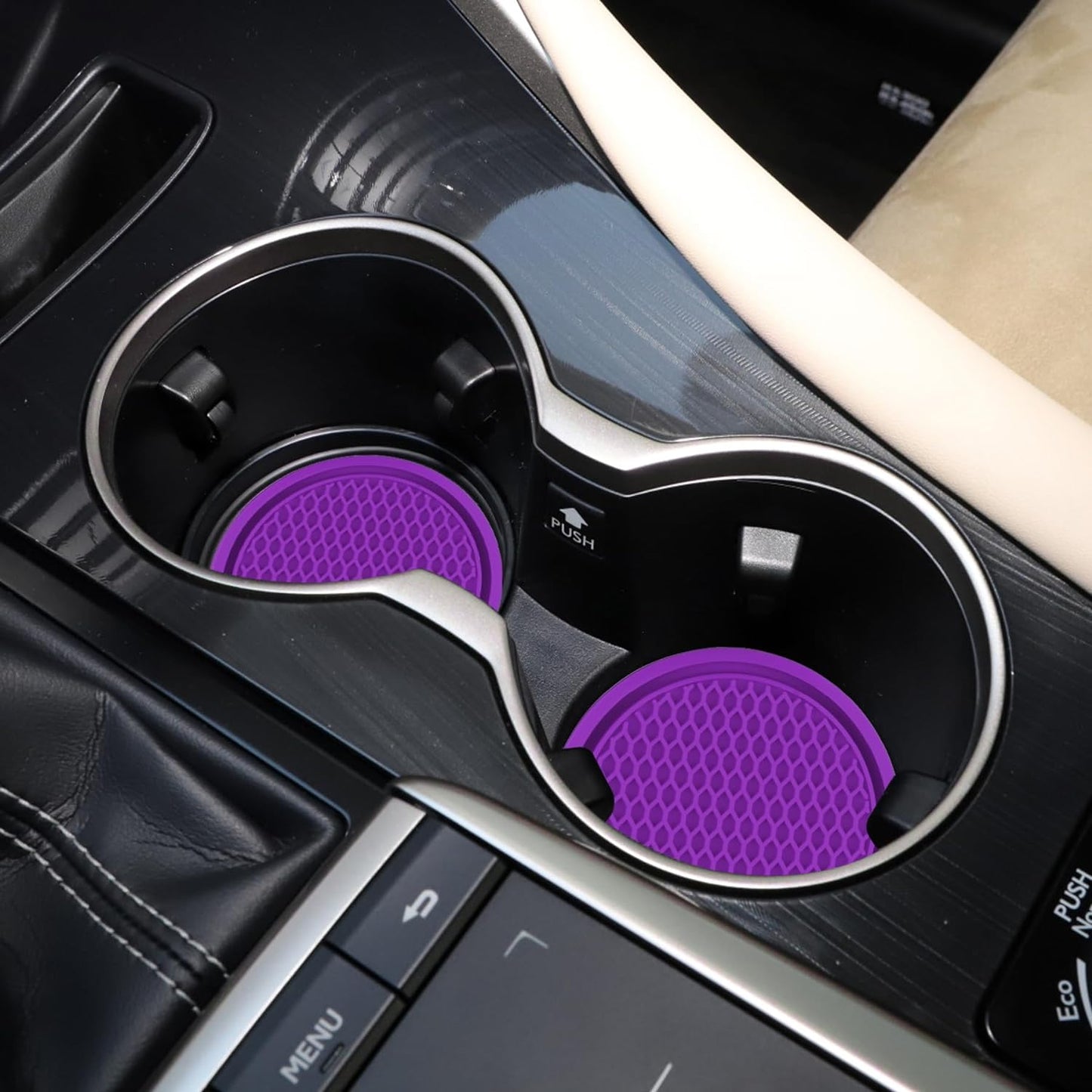 Car Cup Coaster, 4PCS Universal Non-Slip Cup Holders Embedded in Ornaments Coaster, Car Interior Accessories, Purple