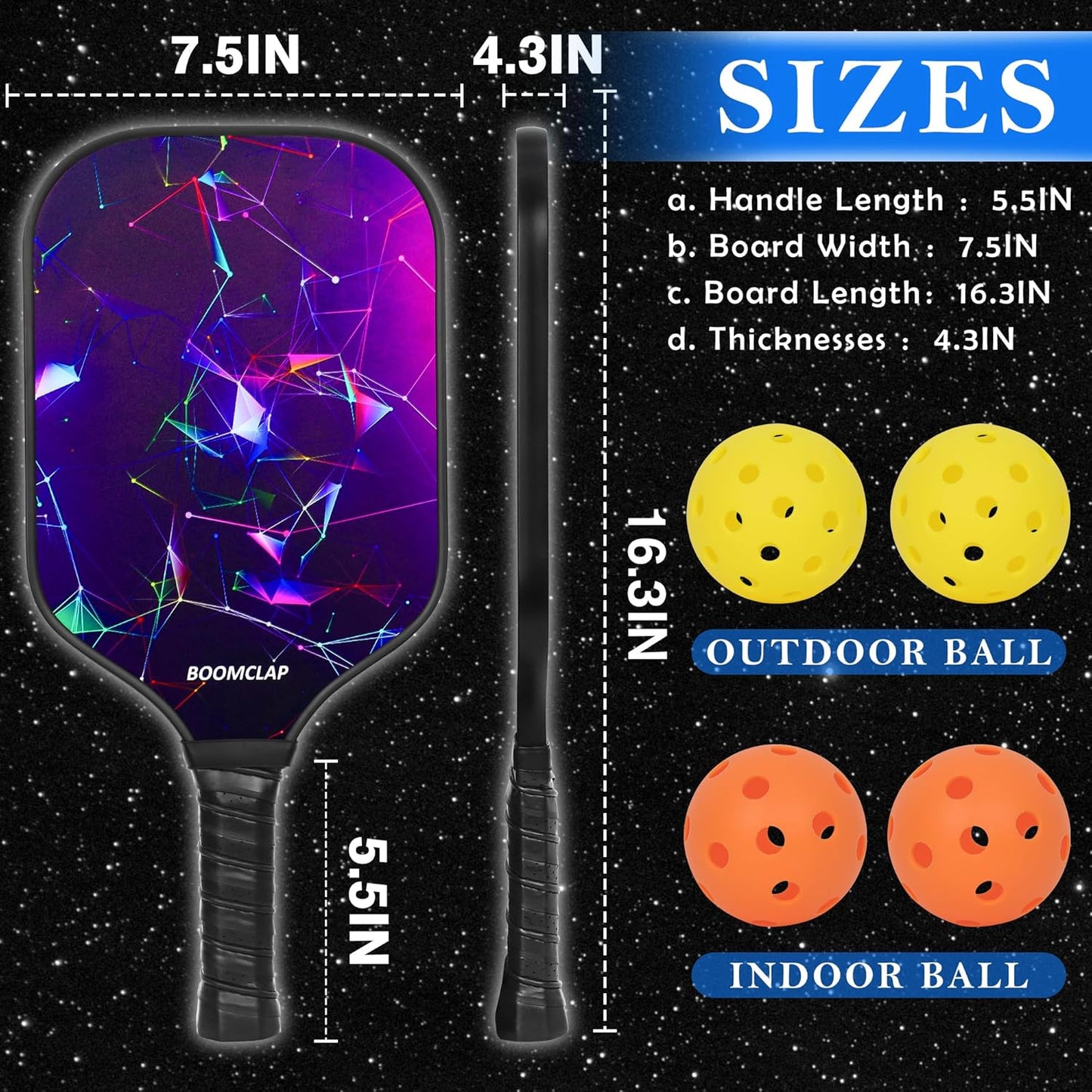 Pickleball Paddles Set of 2 Paddles,2 Indoor Balls and 2 Outdoor Balls with Paddle Bag, Meet USAPA Requirement, Fiberglass Pickle Ball Paddle Set, Pickleball Racket Feels Great in the Hand